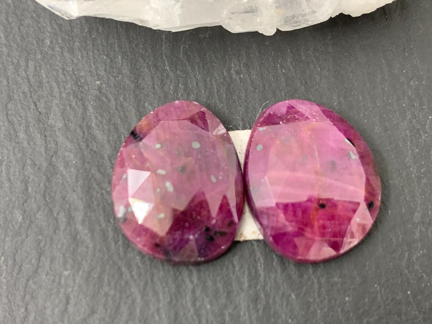 Faceted Ruby pair 14x17x4.5mm cabochon