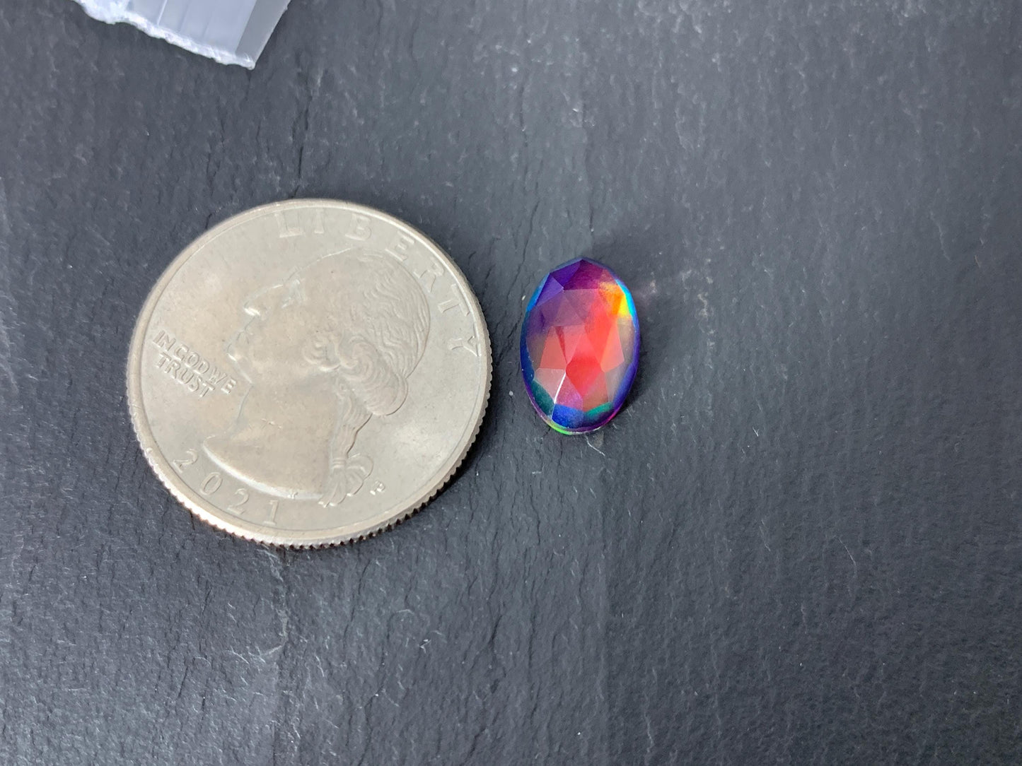 Faceted Aurora Opal oval 8x12mm cabochon - Doublet cabochons