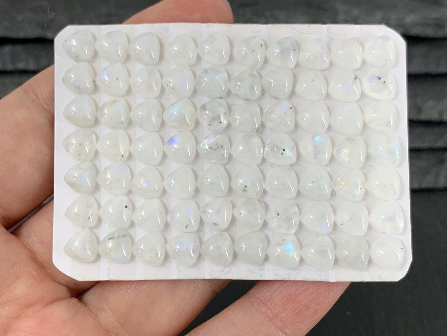 Rainbow Moonstone trillion 6mm cabochon - Calibrated Moonstone
