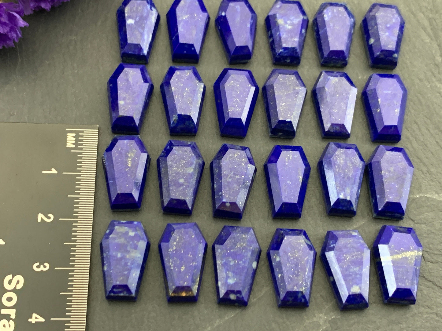 Faceted Lapis Lazuli coffin 10x16mm cabochon