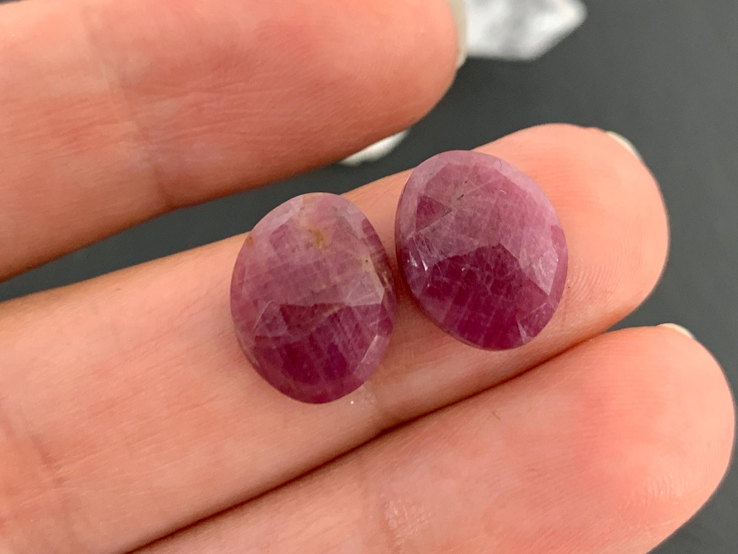 Faceted Ruby pair 10x12x4mm cabochon