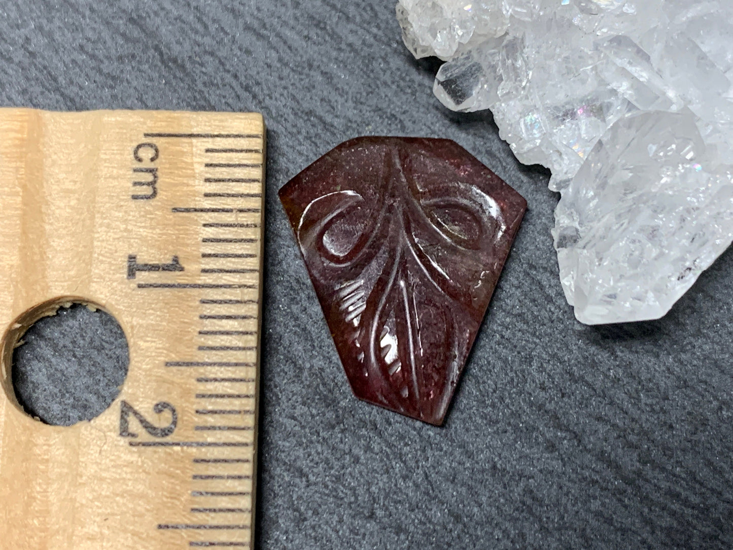 Carved Tourmaline 16x19x3mm cabochon