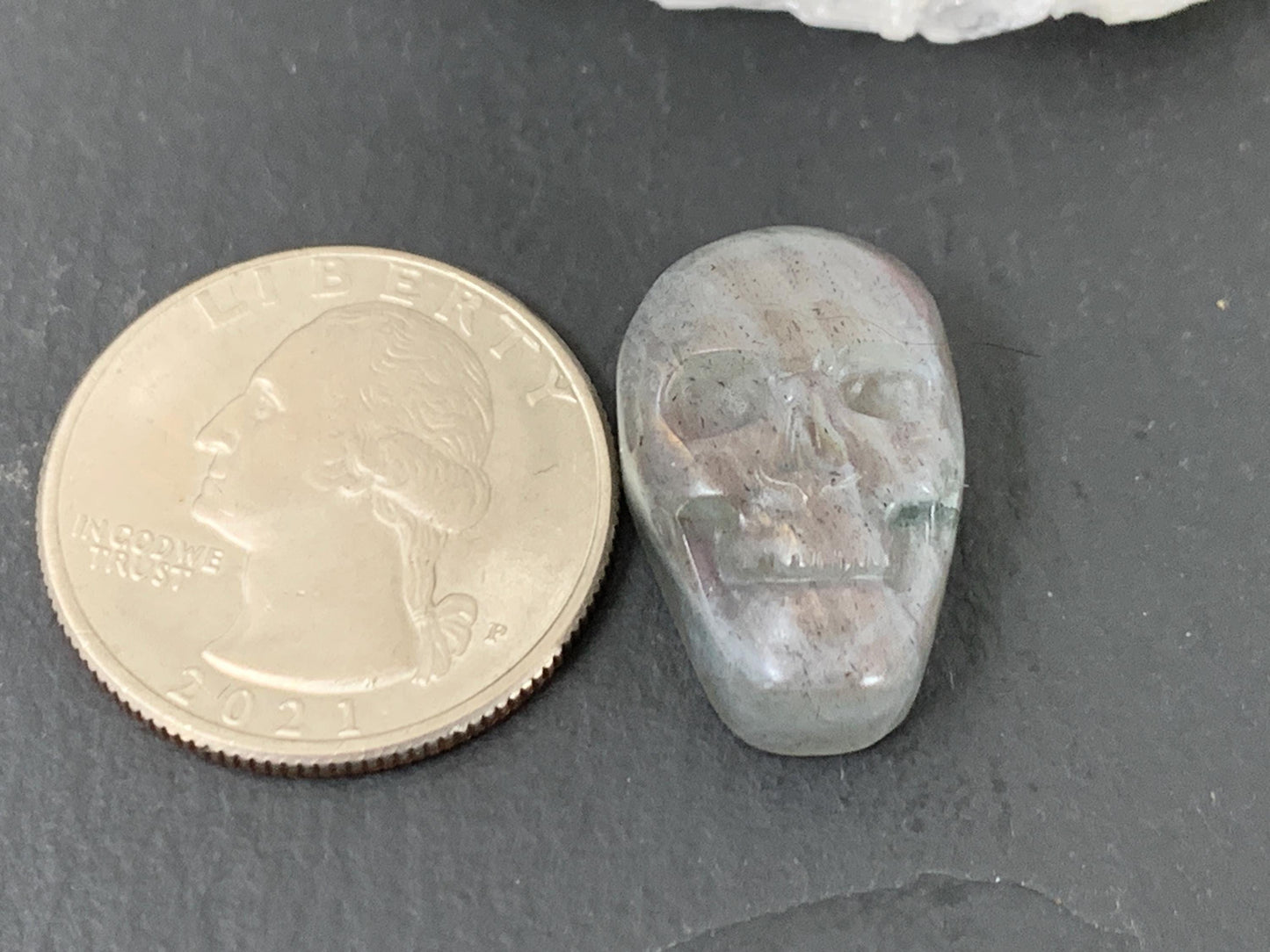 Labradorite Skull Cabochon 14x22mm – Natural Green Stone Gemstone Carving