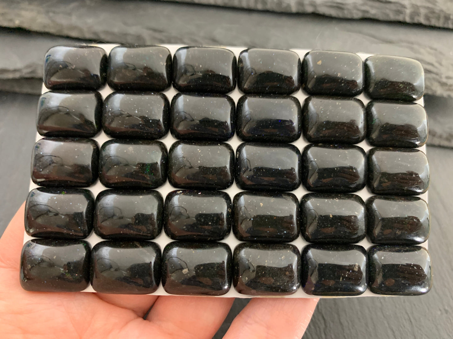 Black Andamooka Opal rectangle 12x16mm cabochon - Matrix Australian Opal