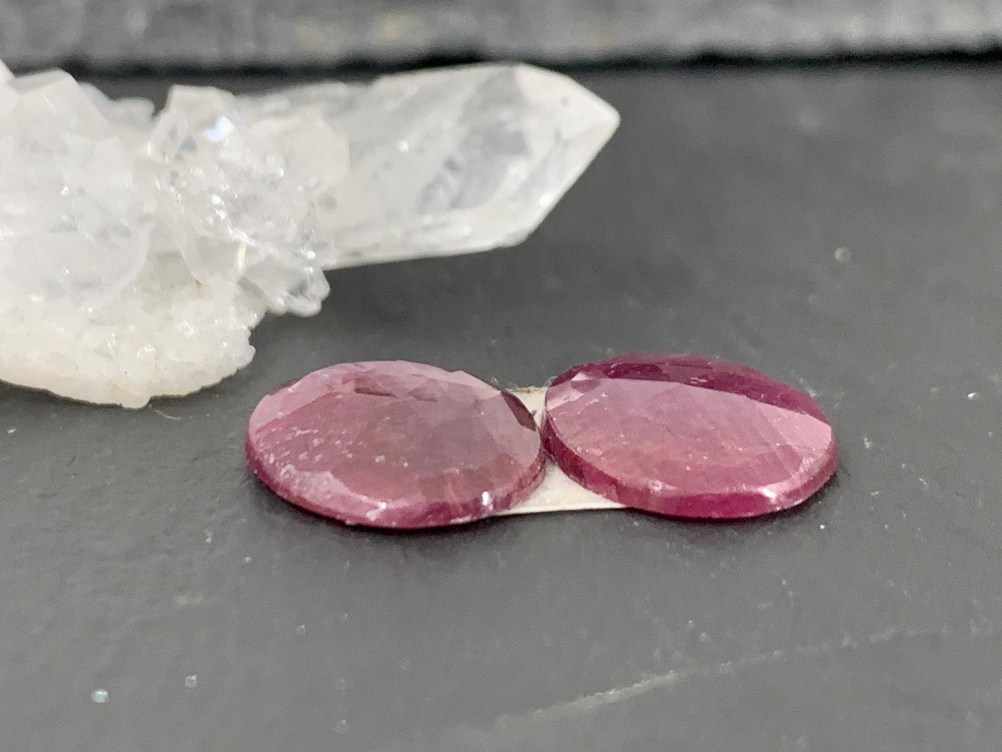 Faceted Ruby pair 12x15x3mm cabochon