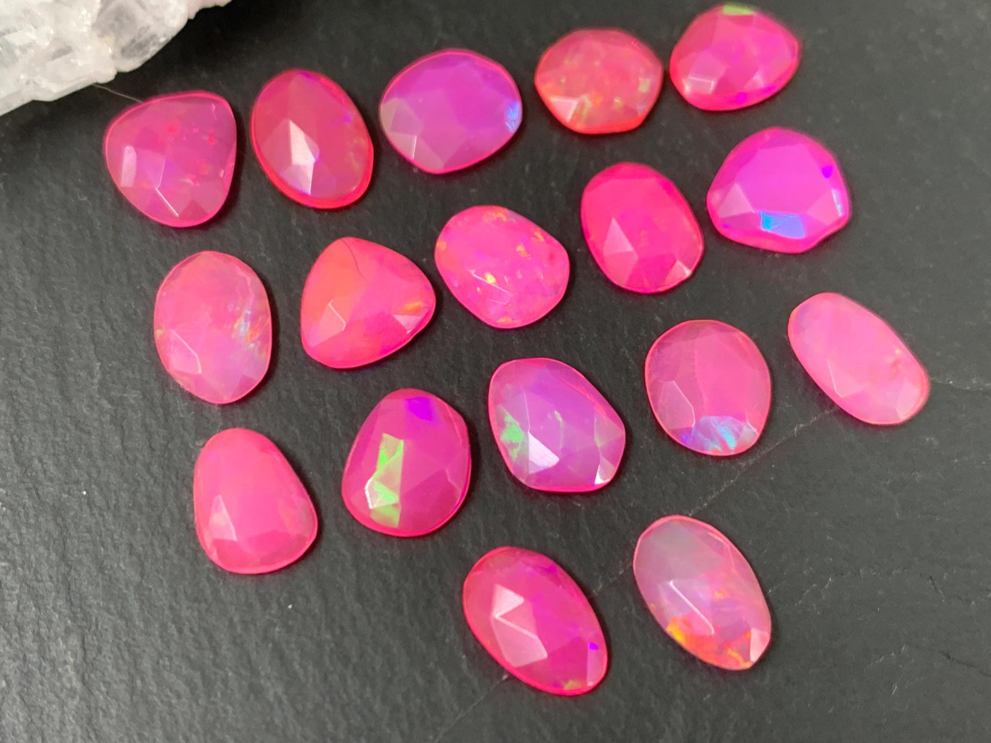 Faceted Pink Ethiopian Opal 9-10mm cabochon