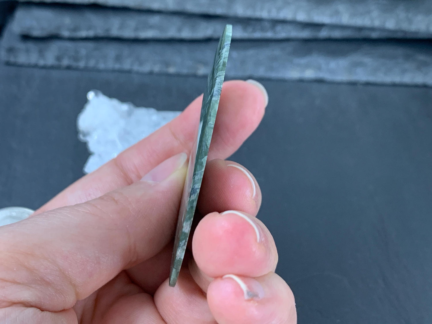 Large Seraphinite oval 37x56x3mm cabochon