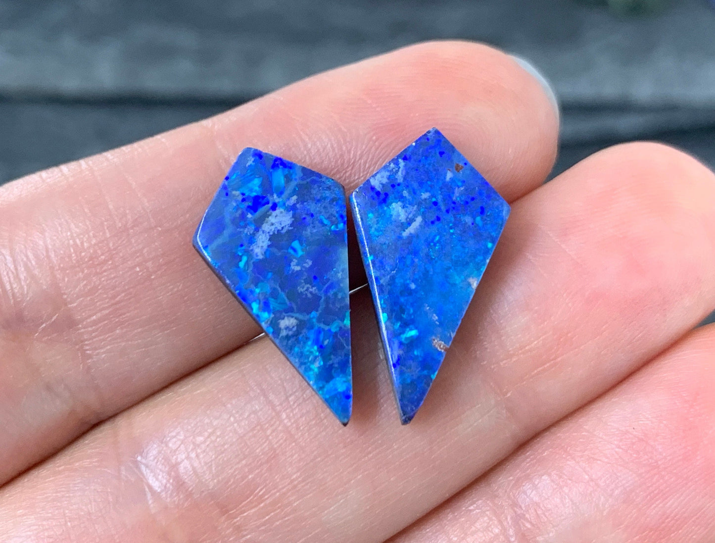 Australian Opal doublet 10x20x3mm pair of cabochons - kite