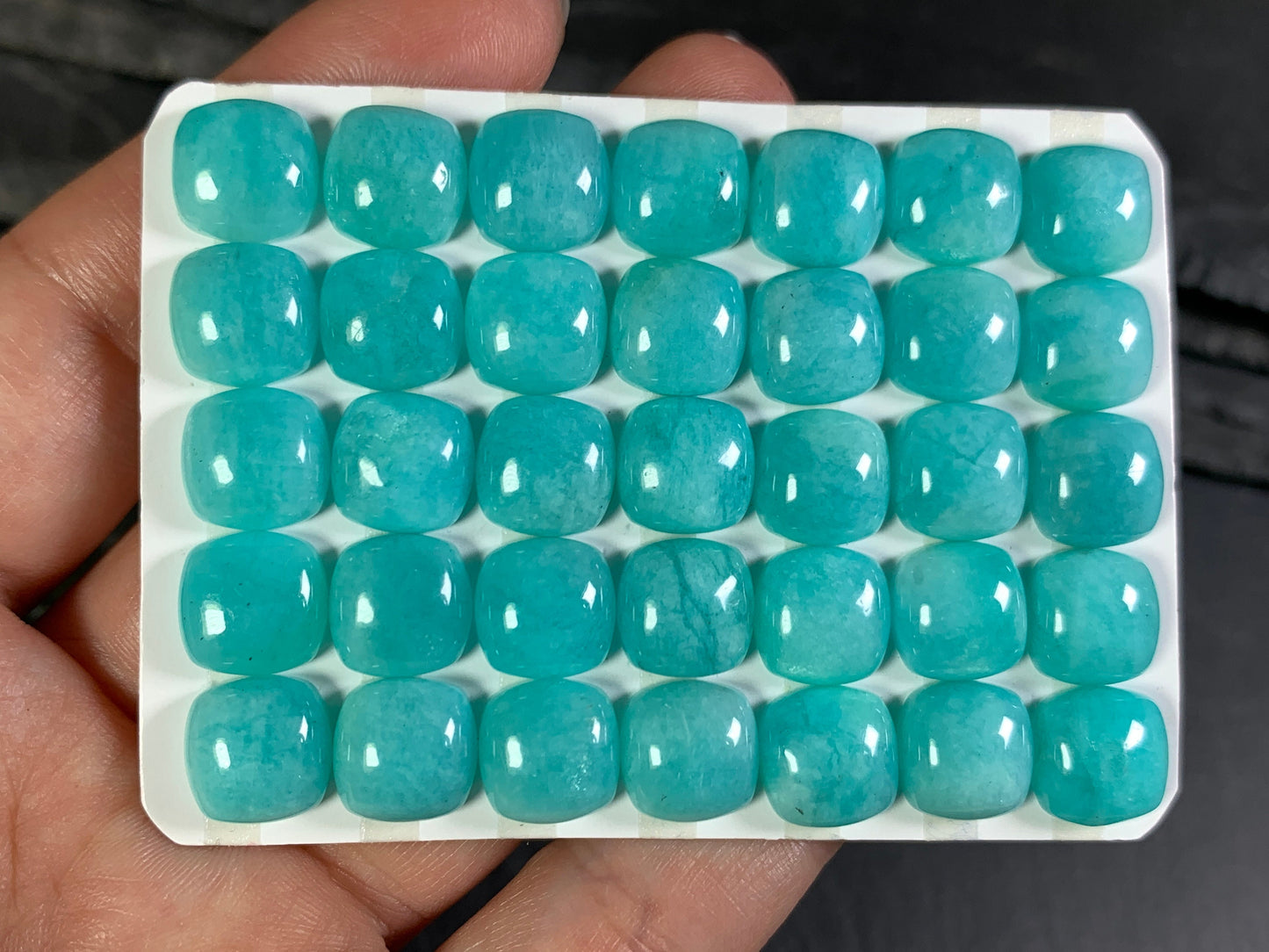Amazonite square 10mm cabochon - Calibrated cabochons