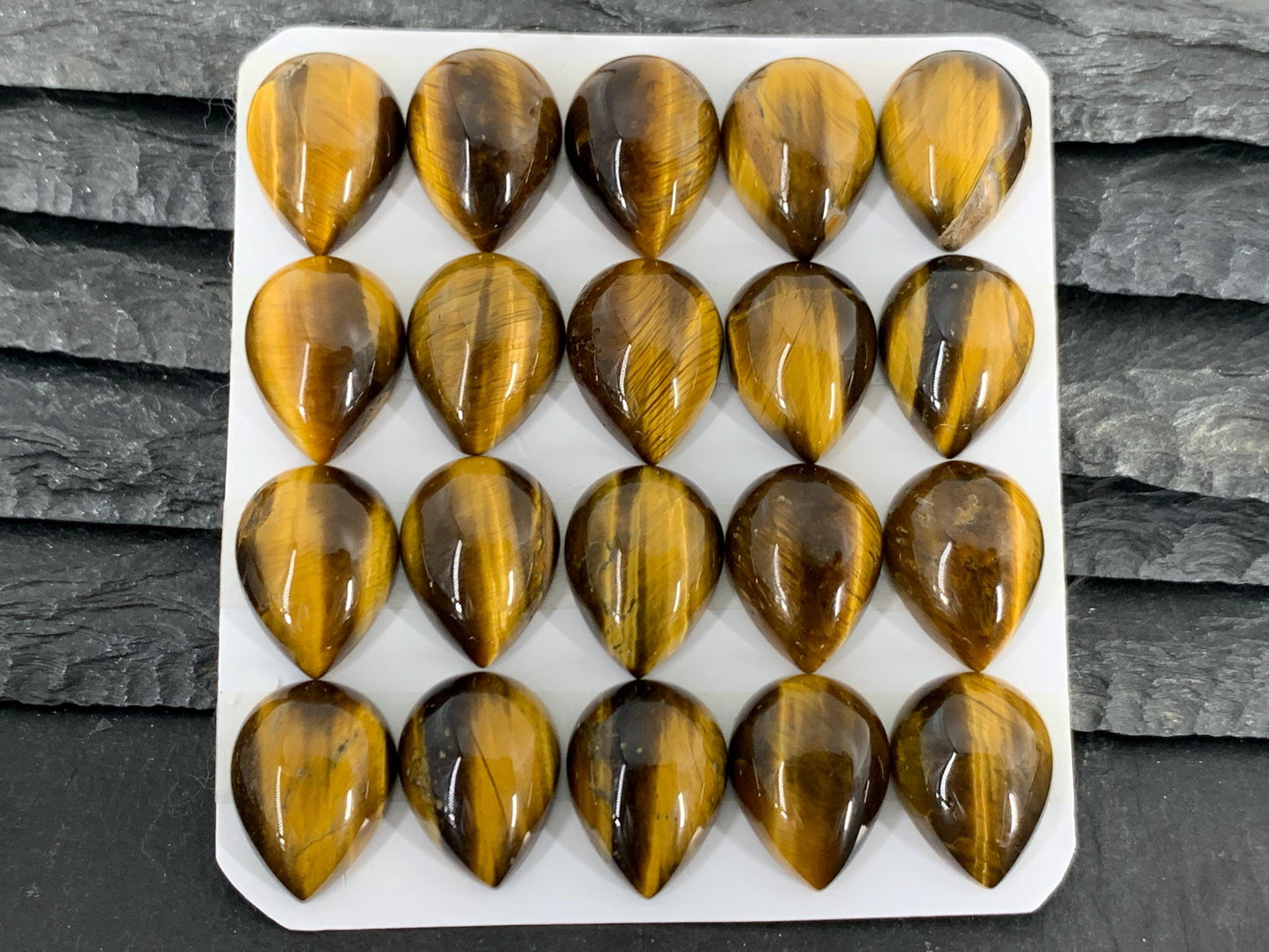 Tiger Eye pear 12x16mm Cabochon - Calibrated cabochons