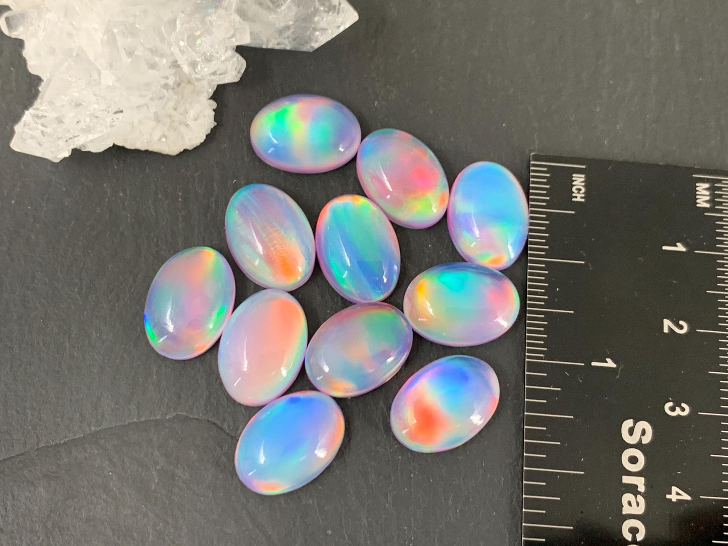 Aurora Opal oval 10x14mm cabochons - Doublet cabochons