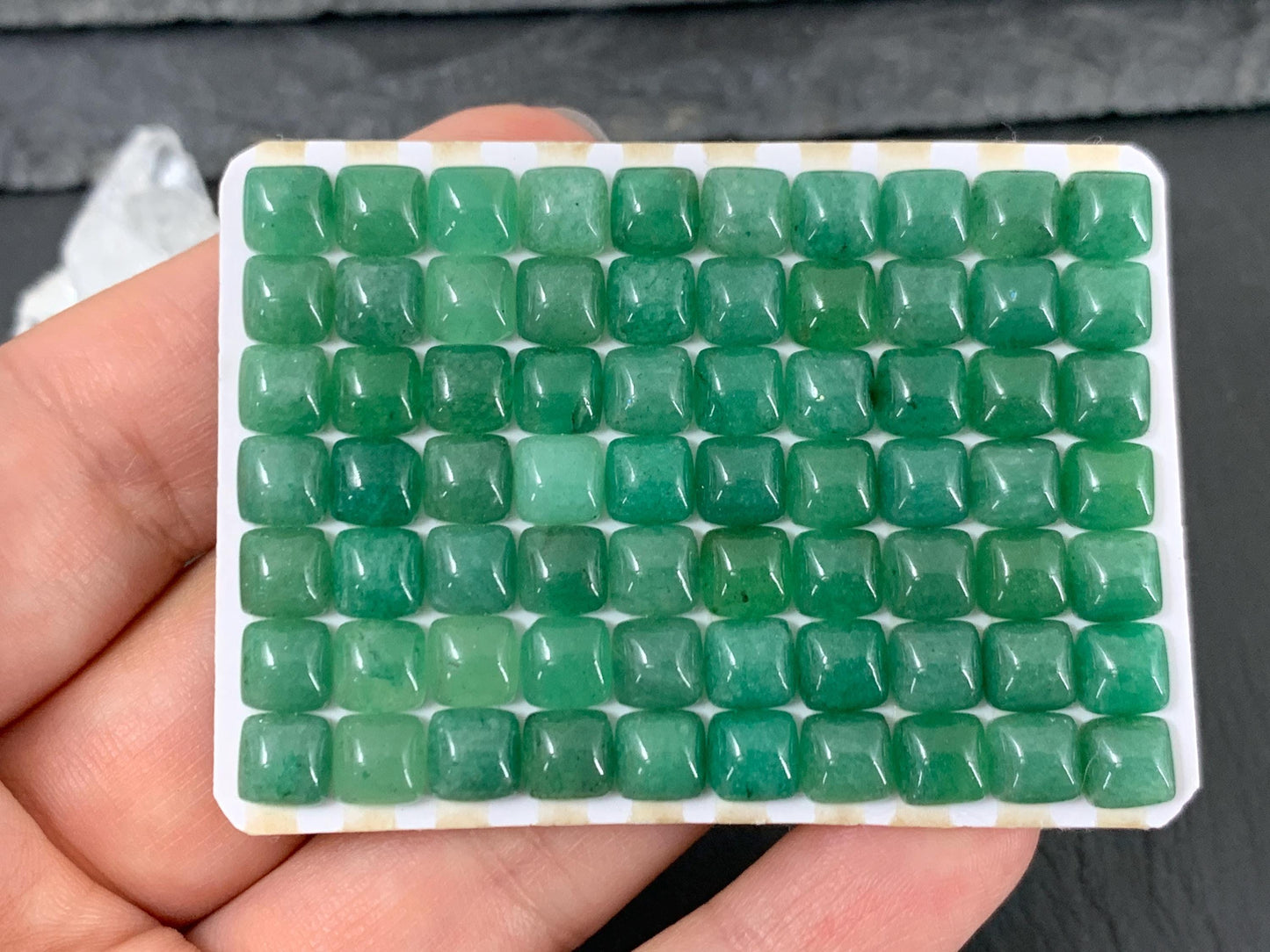 Green Aventurine Cabochon - Natural 6mm Square Cushion Gemstone for Jewelry Making