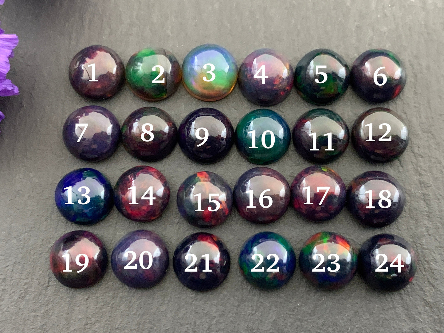 Black Ethiopian Opal round 8mm cabochon