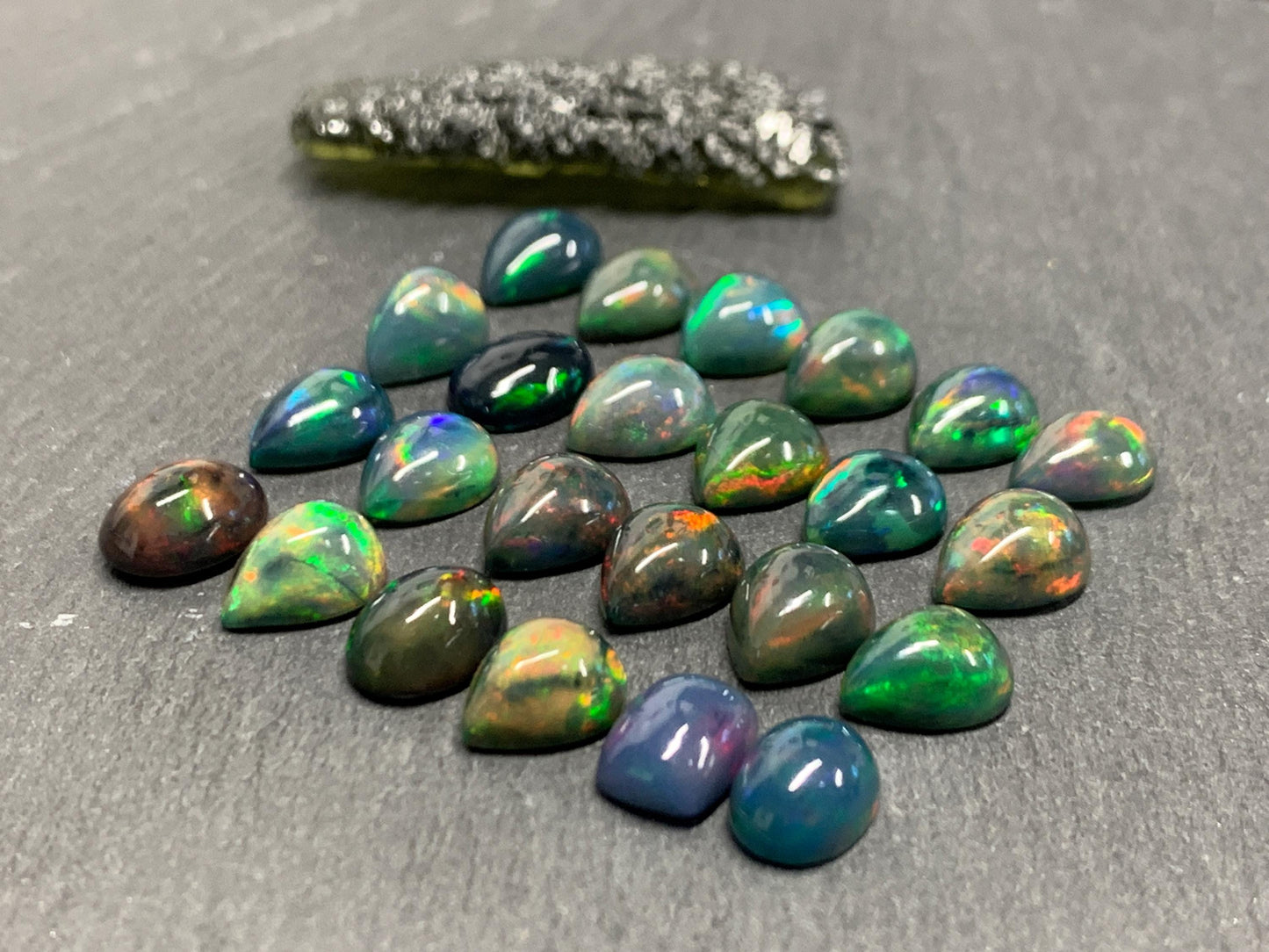 Black Ethiopian Opal 8-9mm long cabochon