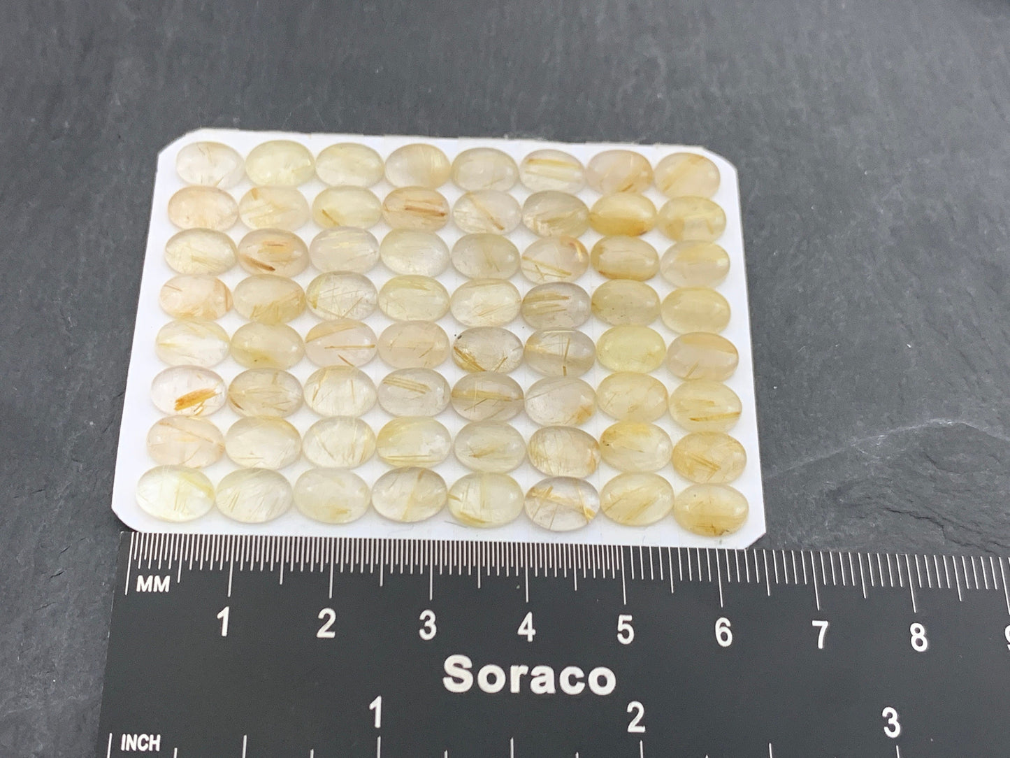 Gold Rutilated Quartz oval 6x8mm cabochon - Calibrated cabochons