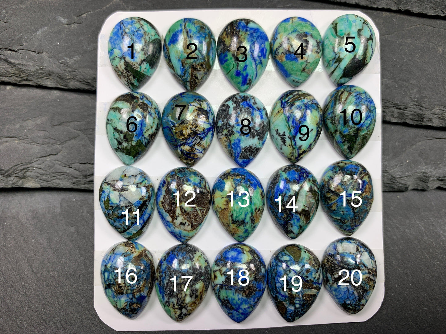 Azurite pear 13x18mm cabochon - Calibrated cabochons