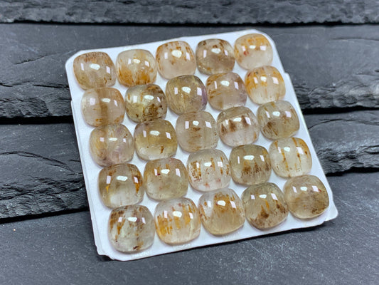 Amethyst Cacoxenite square cushion 10mm Cabochon - Calibrated cabochons