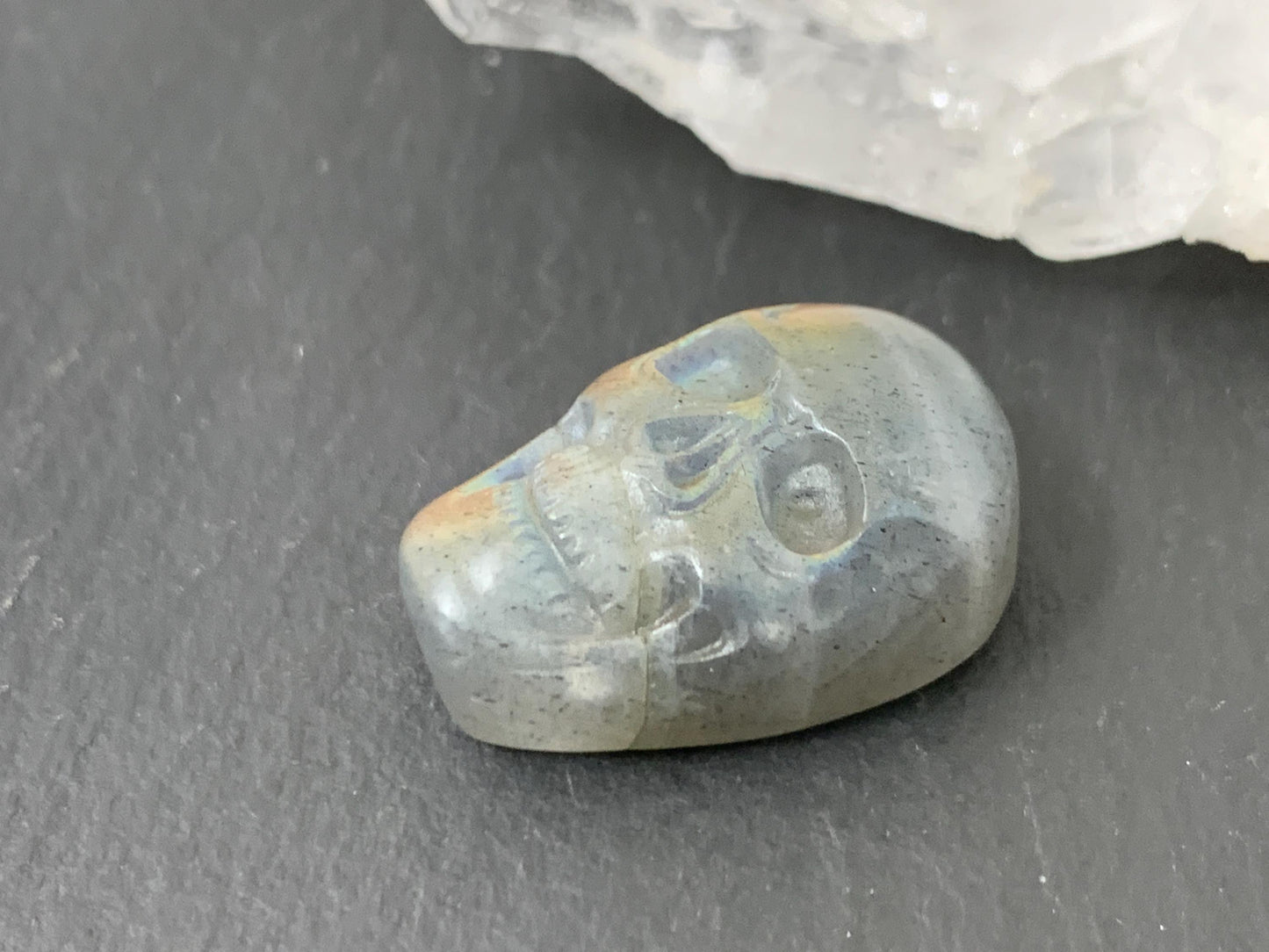 Labradorite Skull Cabochon 14x21mm Flat Back Carving Gemstone