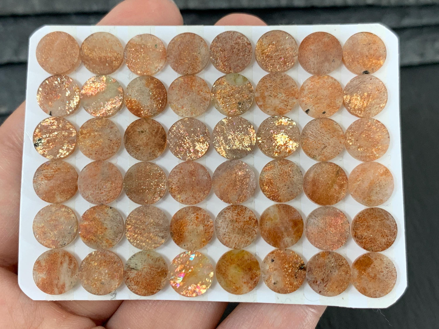 Flat Sunstone Cabochon 8mm Round - Calibrated Natural Gemstone for Jewelry Making