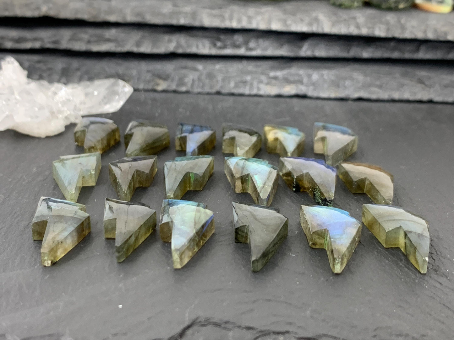 Labradorite lightning bolt 12x19mm cabochon
