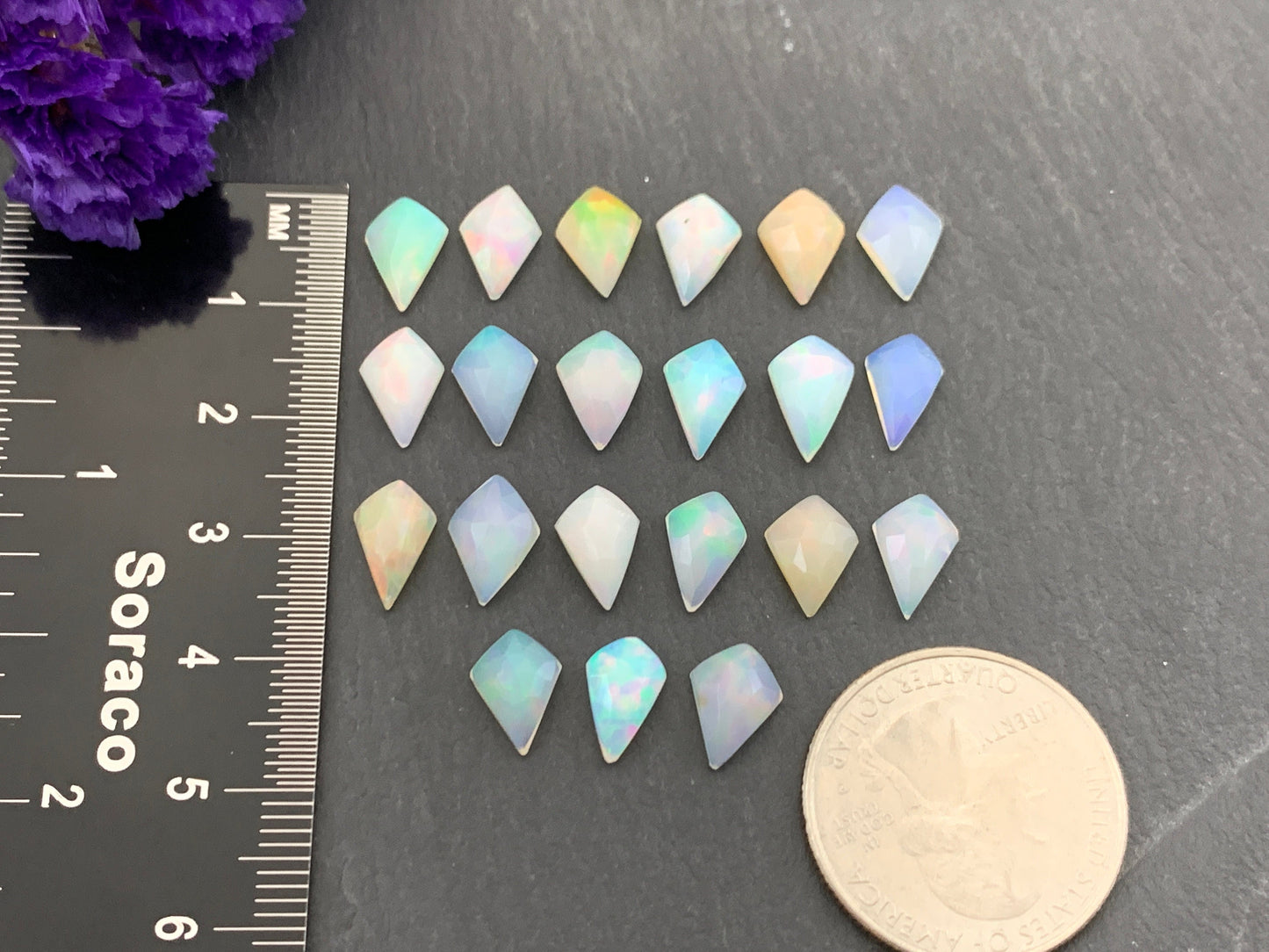 Faceted Opal kite 7x10mm cabochon