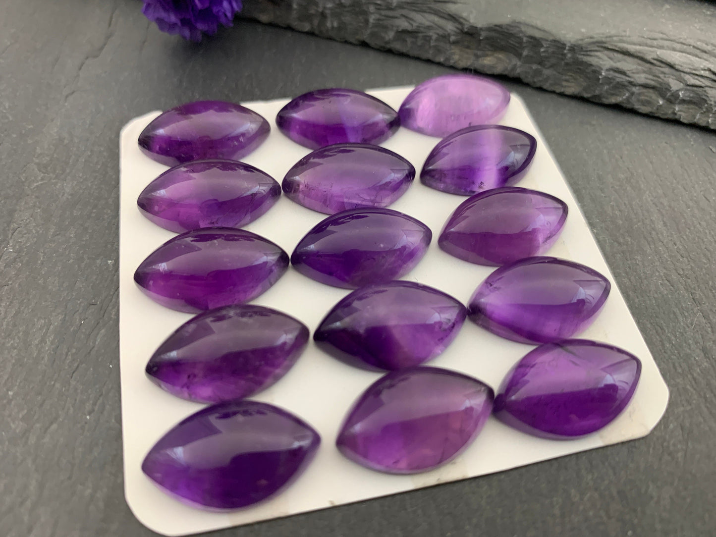 Amethyst marquise 12x20mm cabochon - Calibrated cabochons