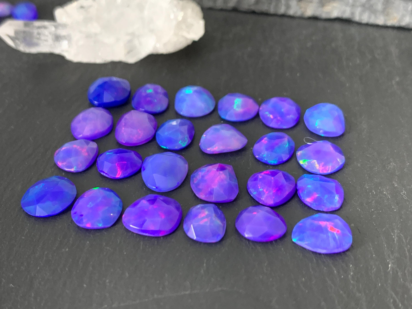Faceted Purple Ethiopian Opal 8-10mm cabochon