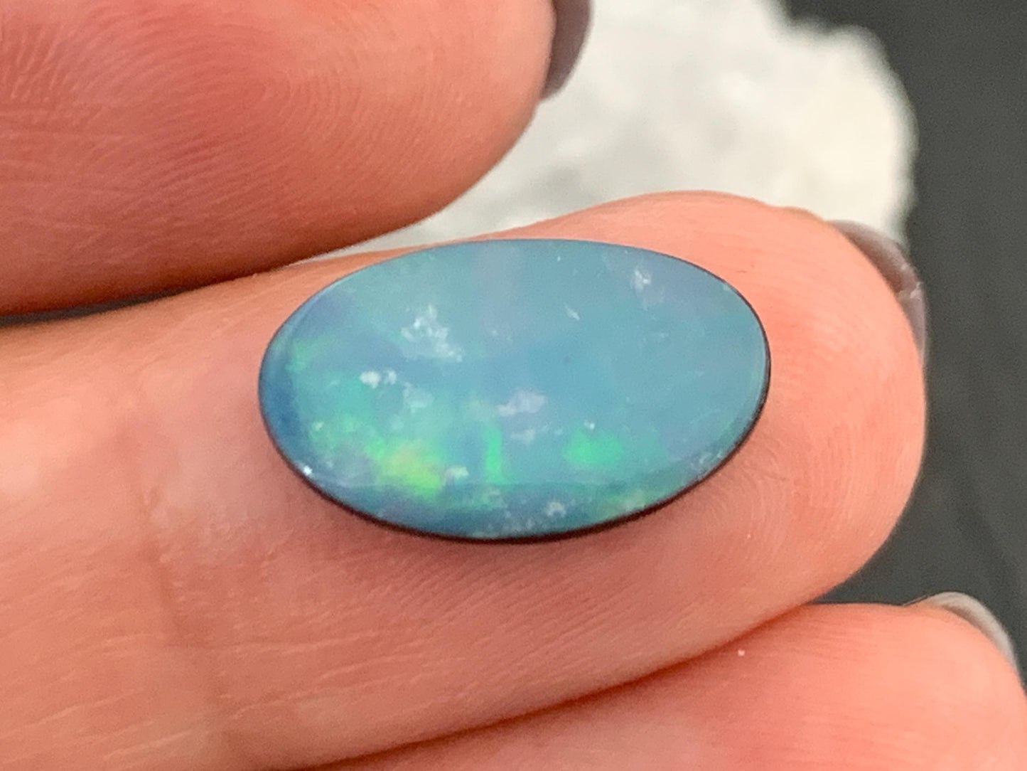 Australian Opal doublet 8x14x4mm cabochon