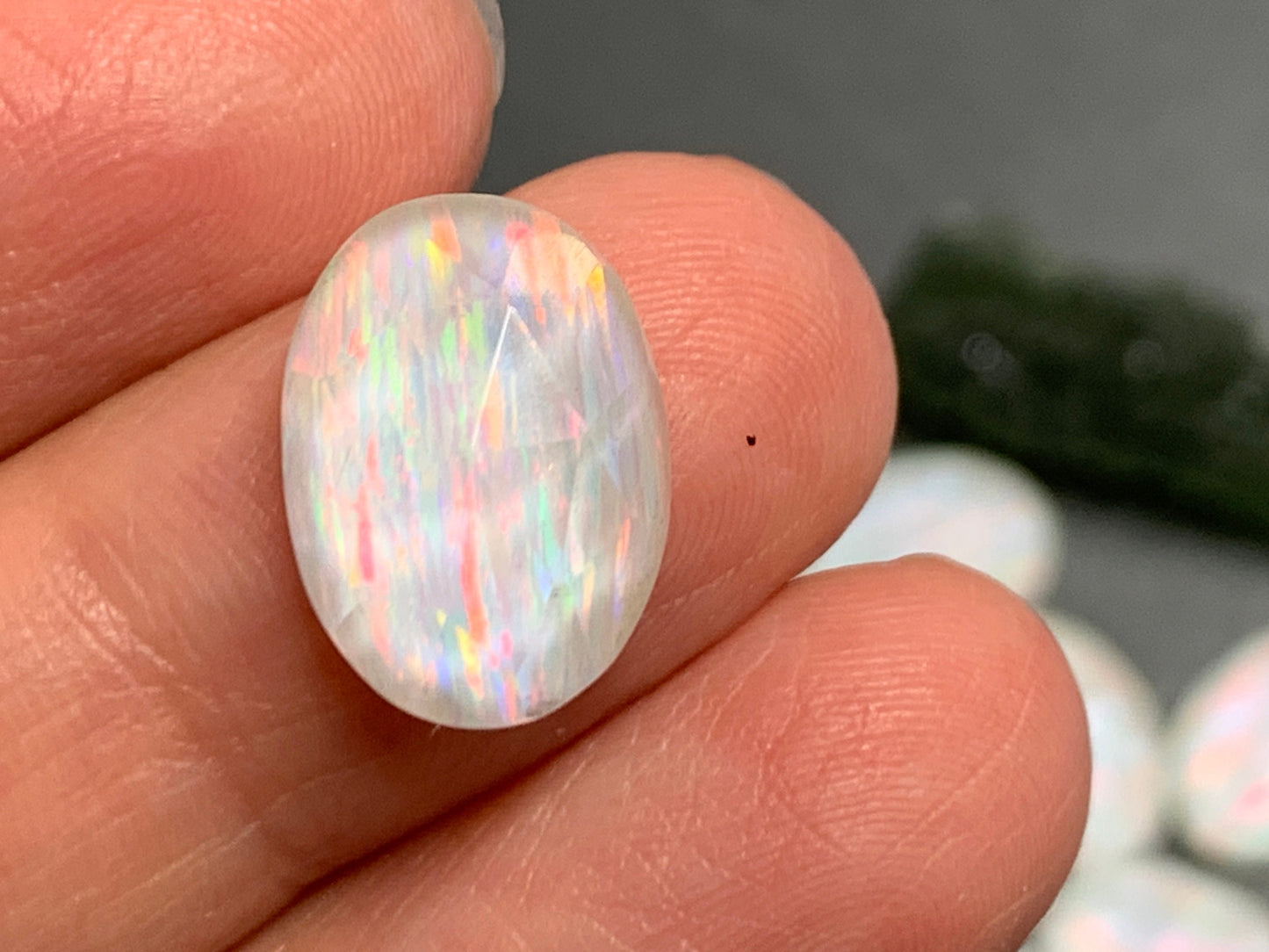 Faceted Aurora Opal oval 10x14mm cabochons - Doublet cabochons