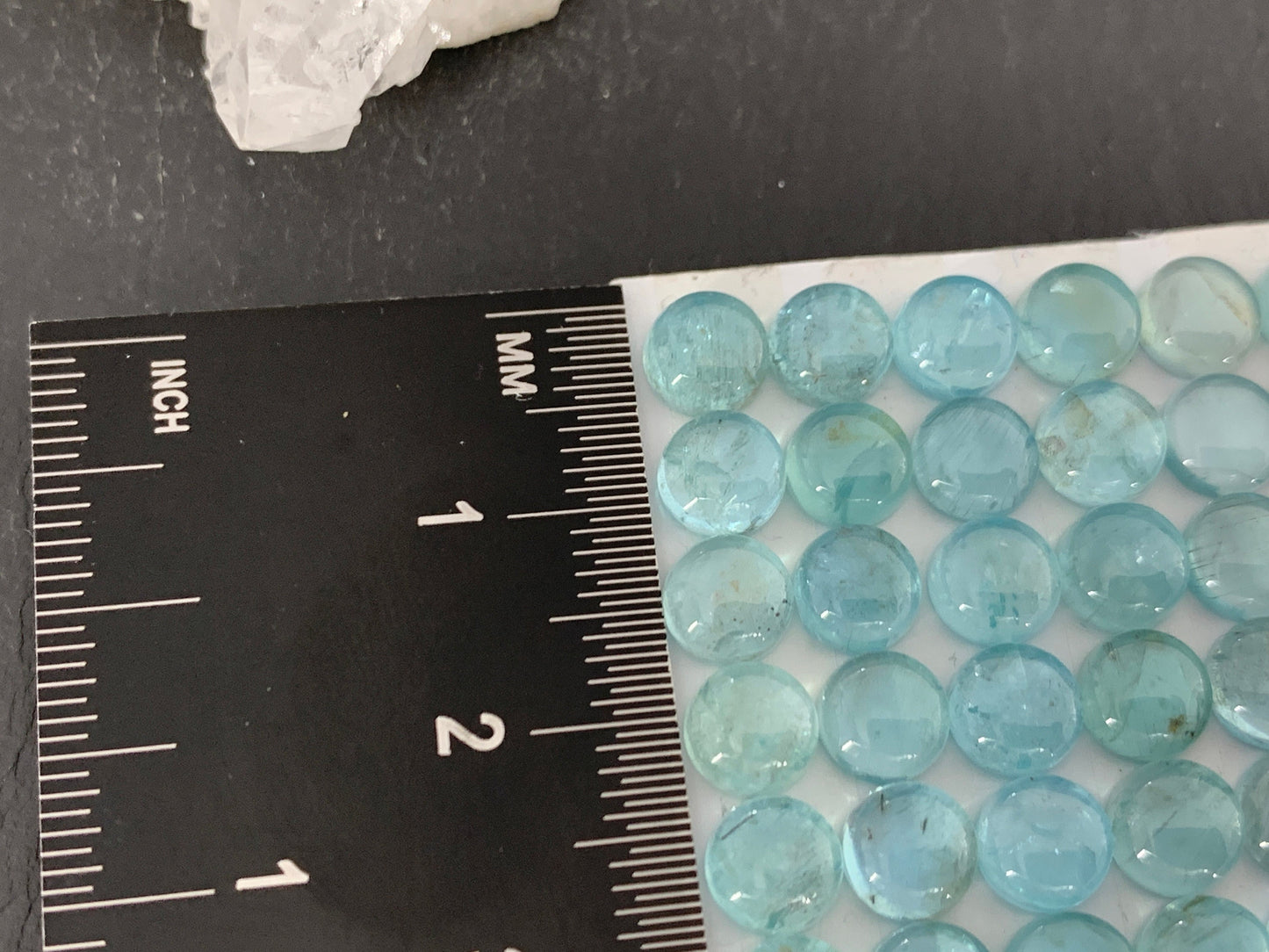 Blue Green Apatite round 6mm cabochon - Calibrated cabochons