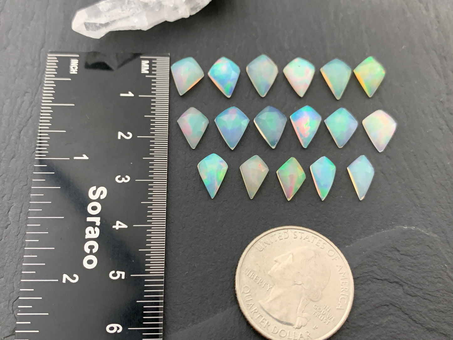 Faceted Welo Opal kite 10-10.5mm cabochon