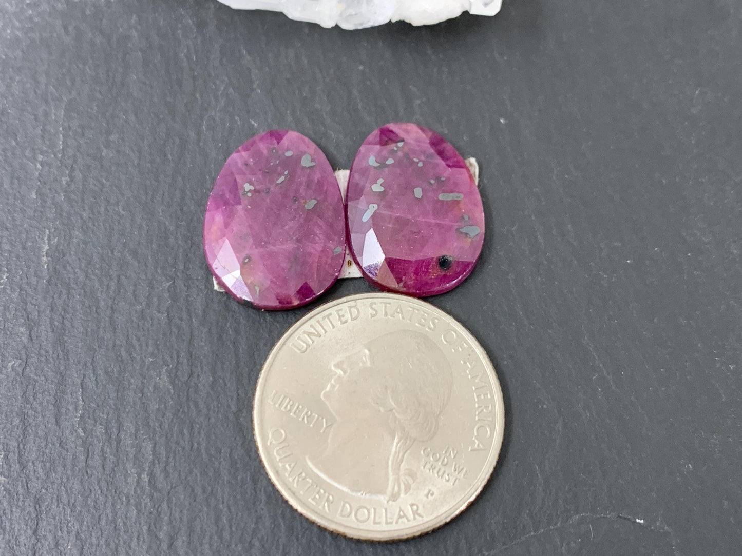 Faceted Ruby pair 13x19x3mm cabochon