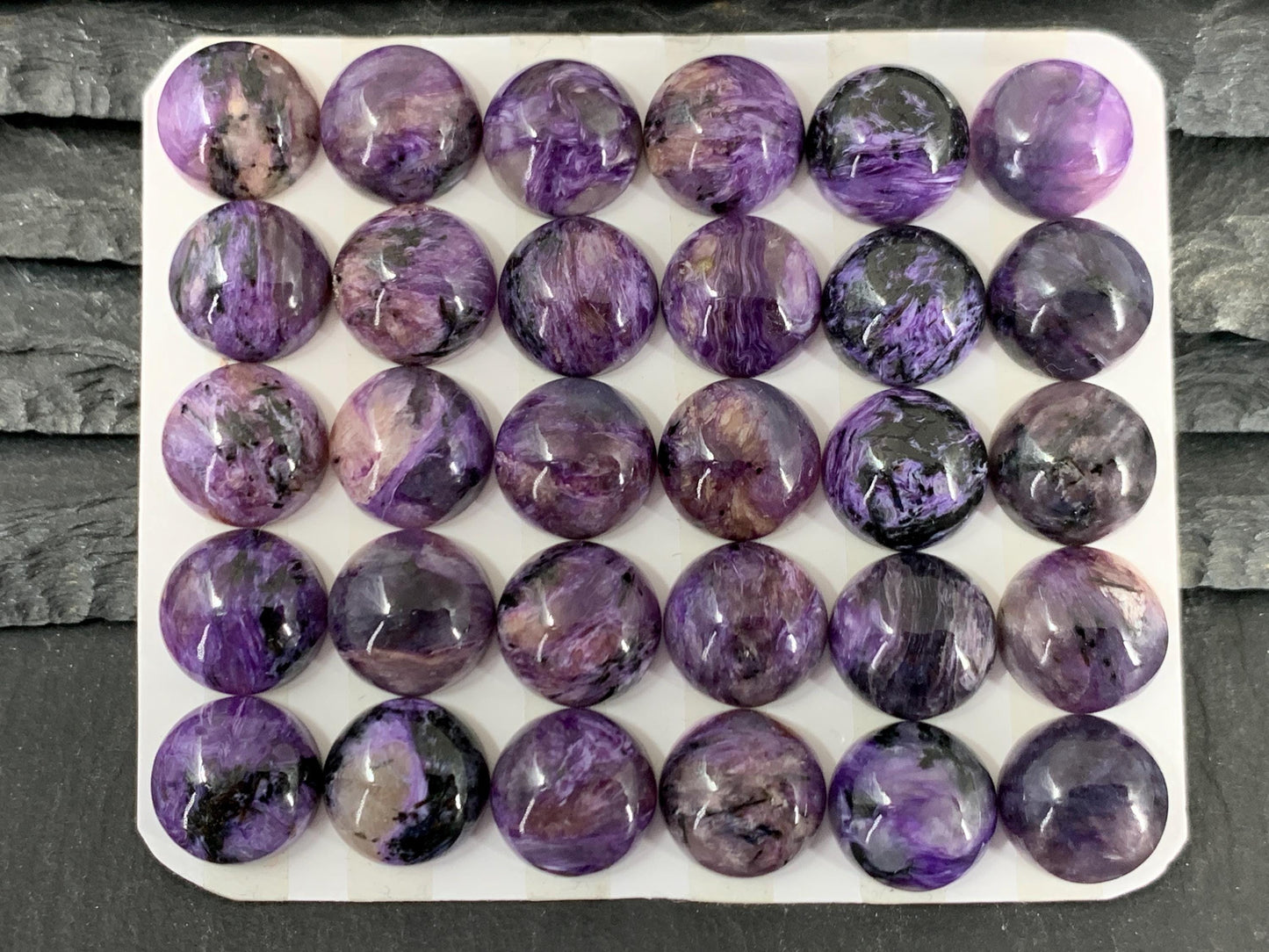Charoite round 12mm cabochon - Calibrated cabochons