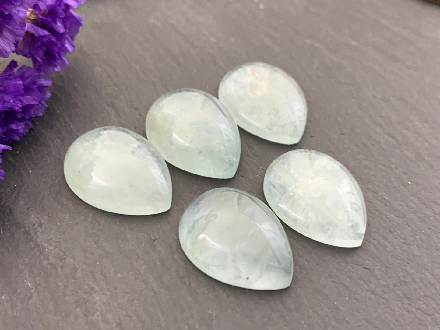 Aquamarine pear 15x20mm cabochon - Calibrated cabochons