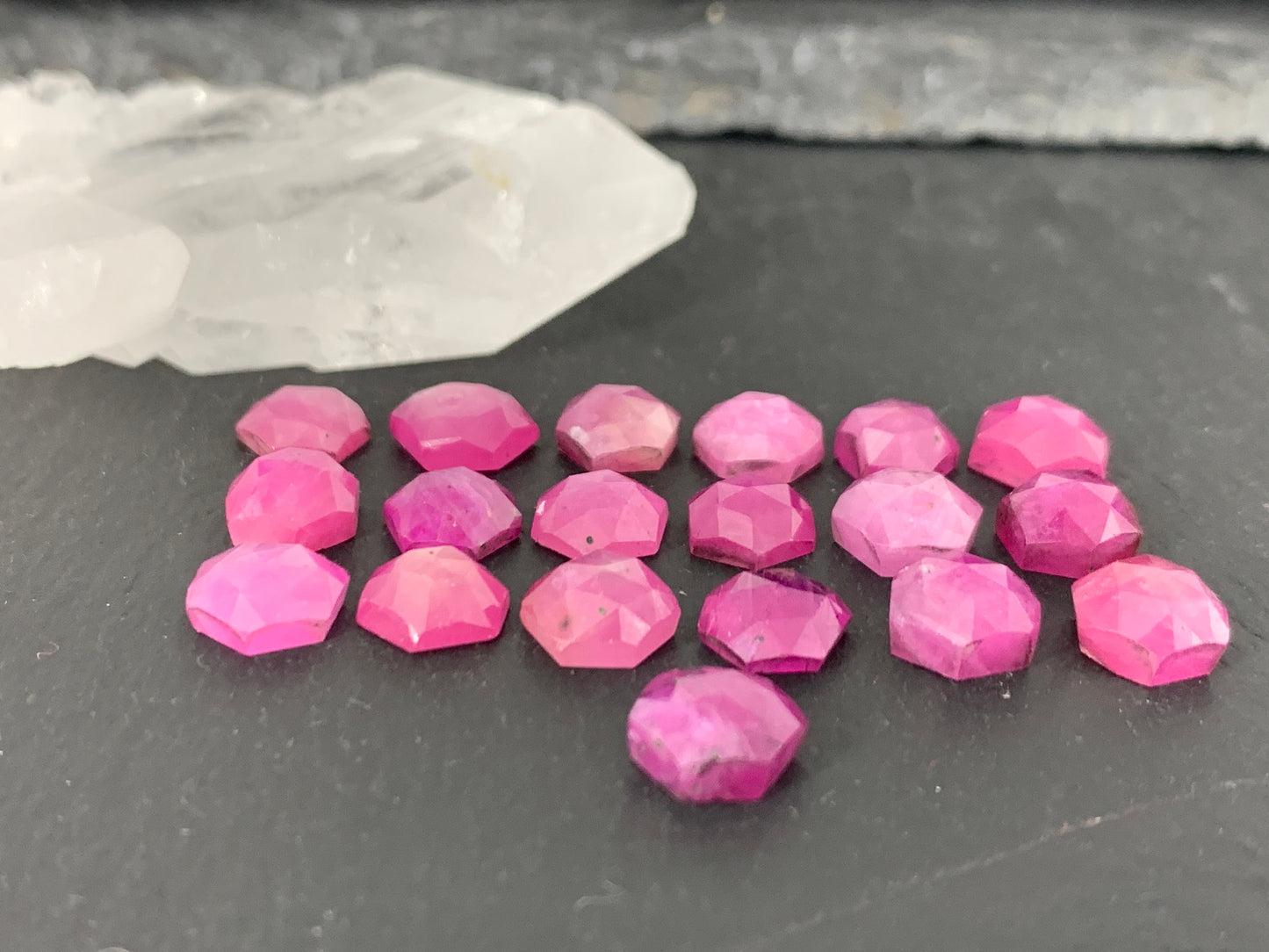Faceted Pink Sapphire hexagon 7mm cabochon