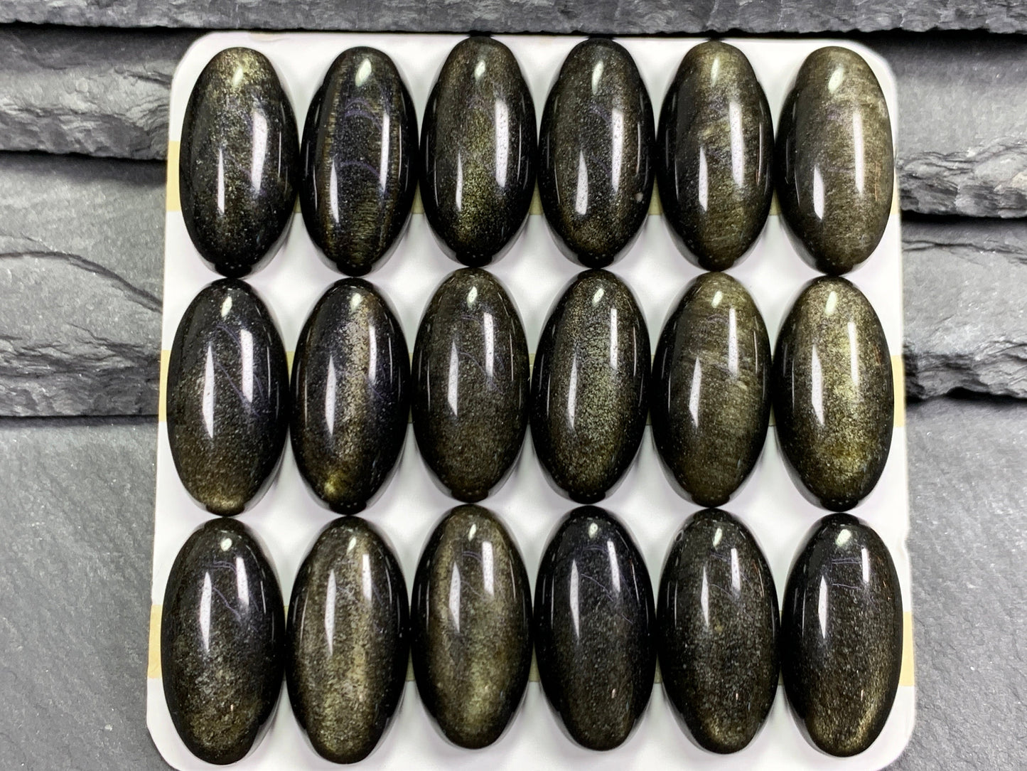 Gold Obsidian oval 10x20mm cabochon - Calibrated cabochons