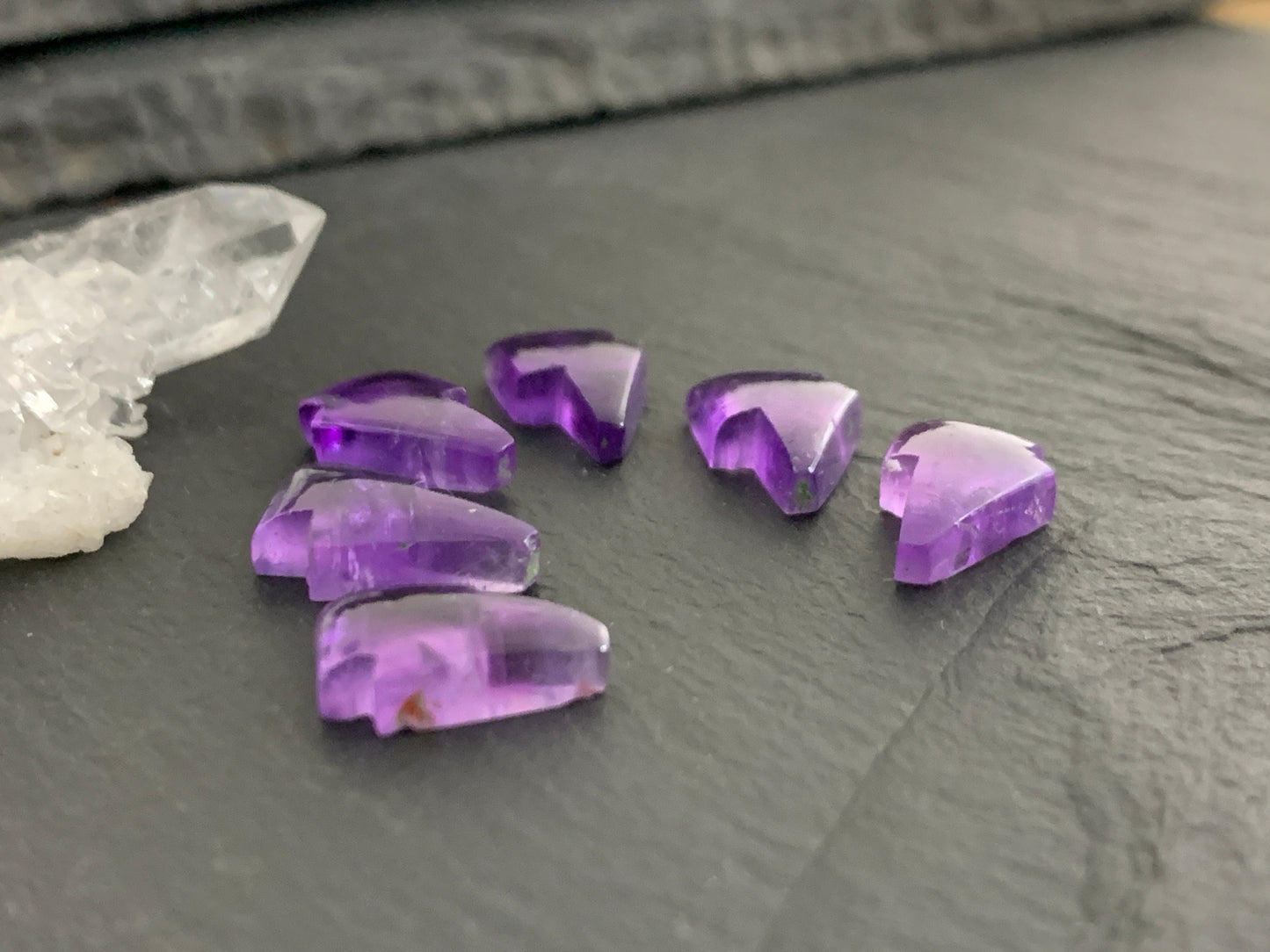 Amethyst lightning bolt 10x13mm cabochon - single cabochon