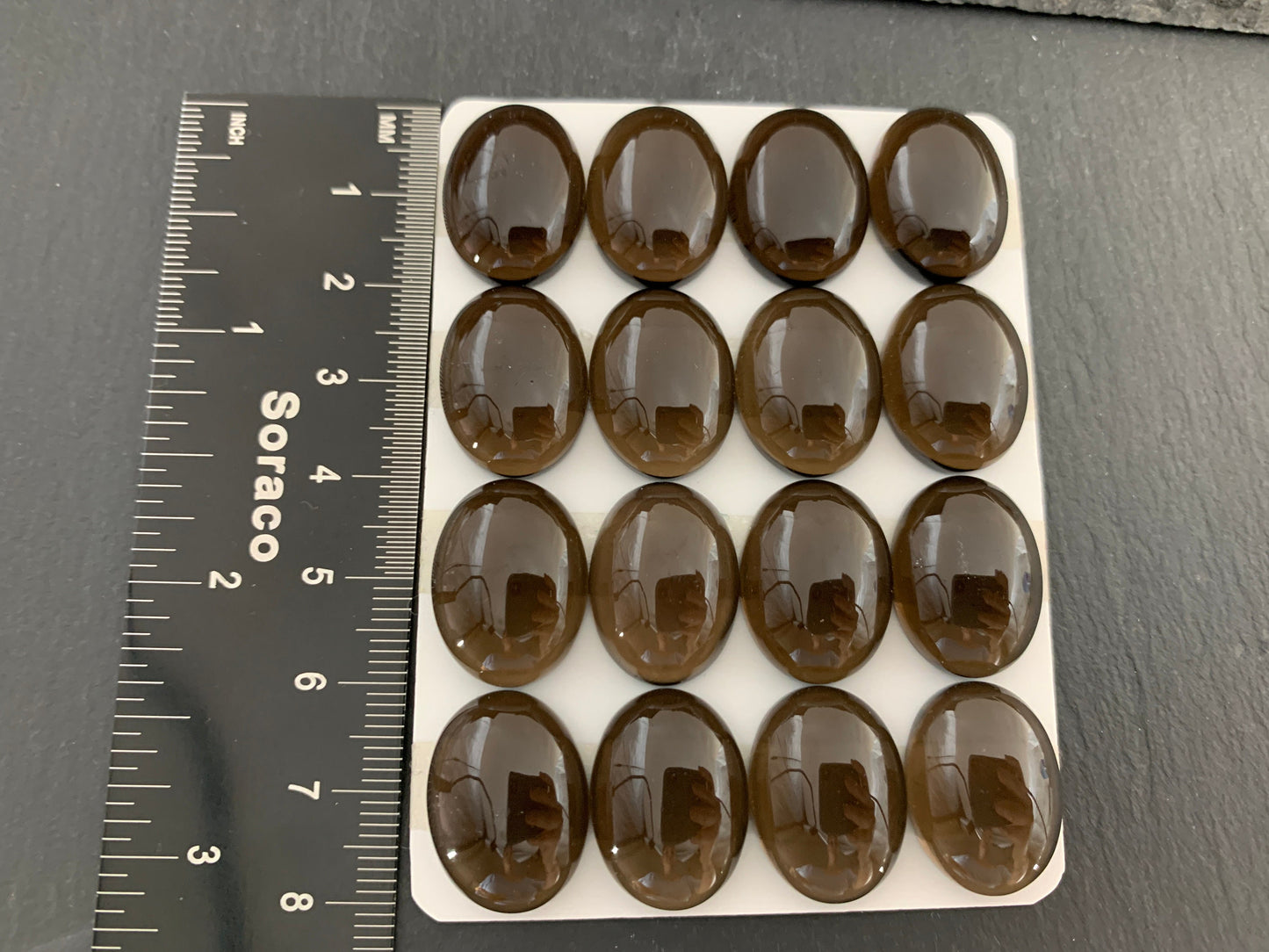 Smokey Quartz oval 15x20mm cabochon - Calibrated cabochons