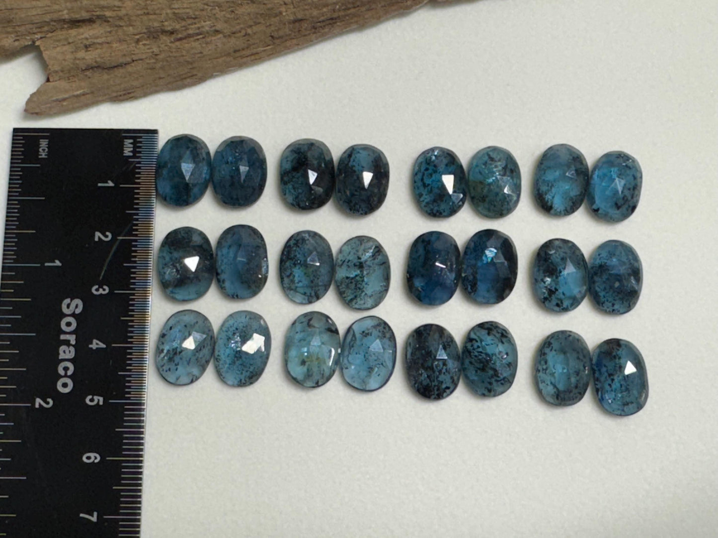 Faceted Moss Kyanite oval pair 10x14mm cabochon