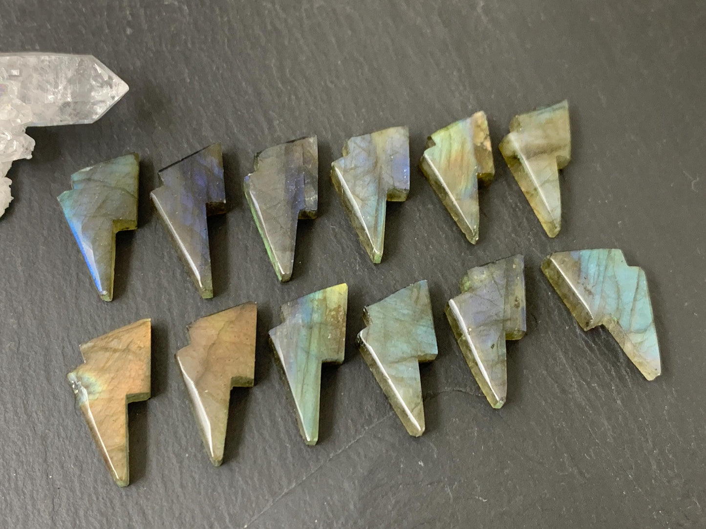 Labradorite lightning bolt 12x19mm cabochon