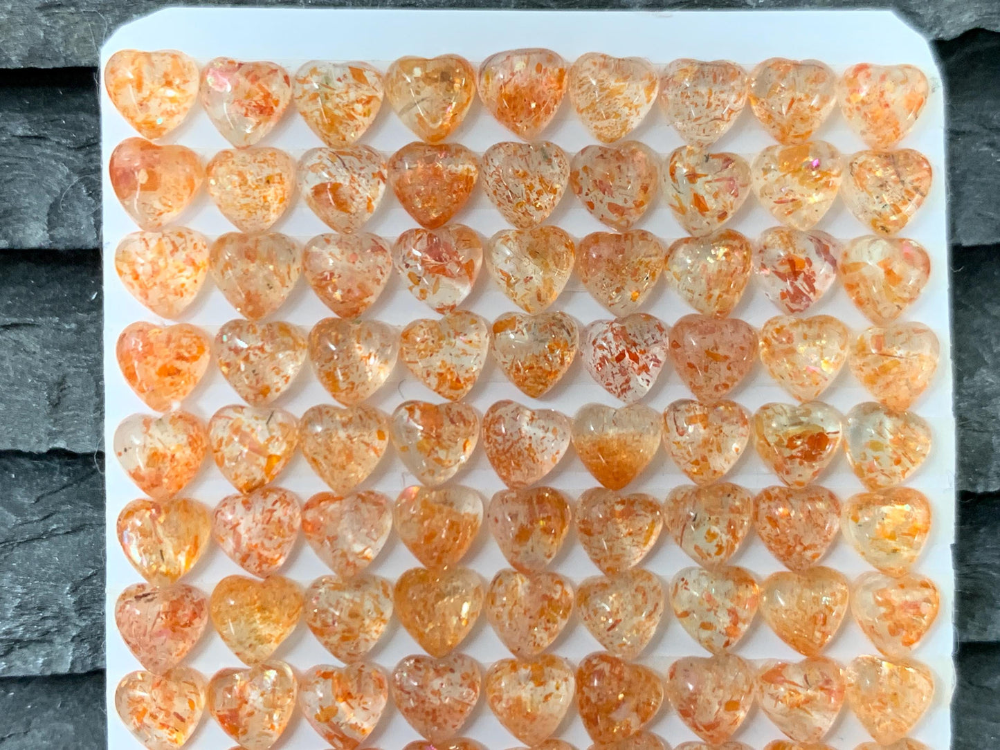 Sunstone heart 5mm cabochon - Calibrated cabochons