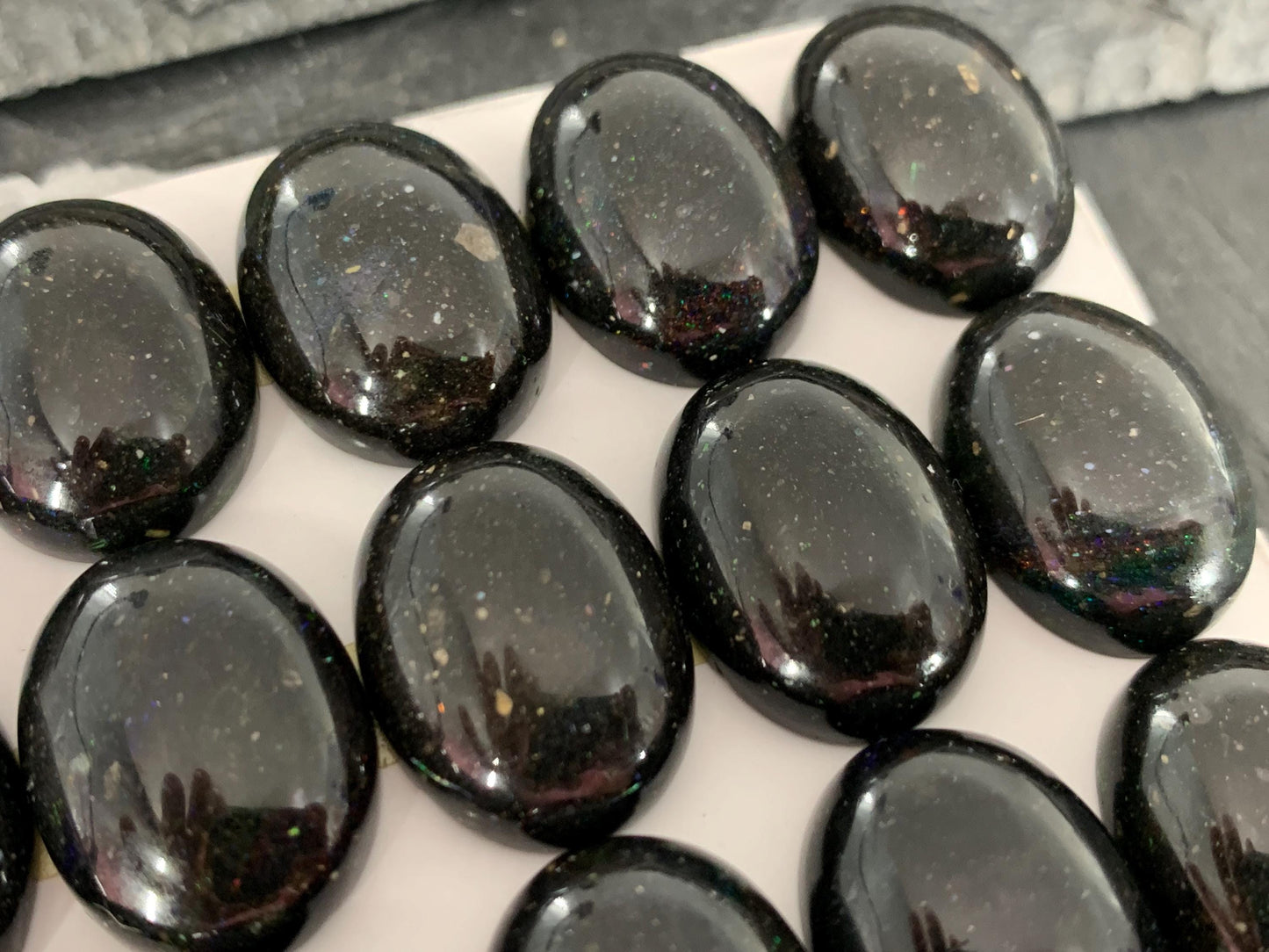 Black Andamooka Opal oval 15x20mm cabochon- Andamooka Australia - Matrix Australian Opal