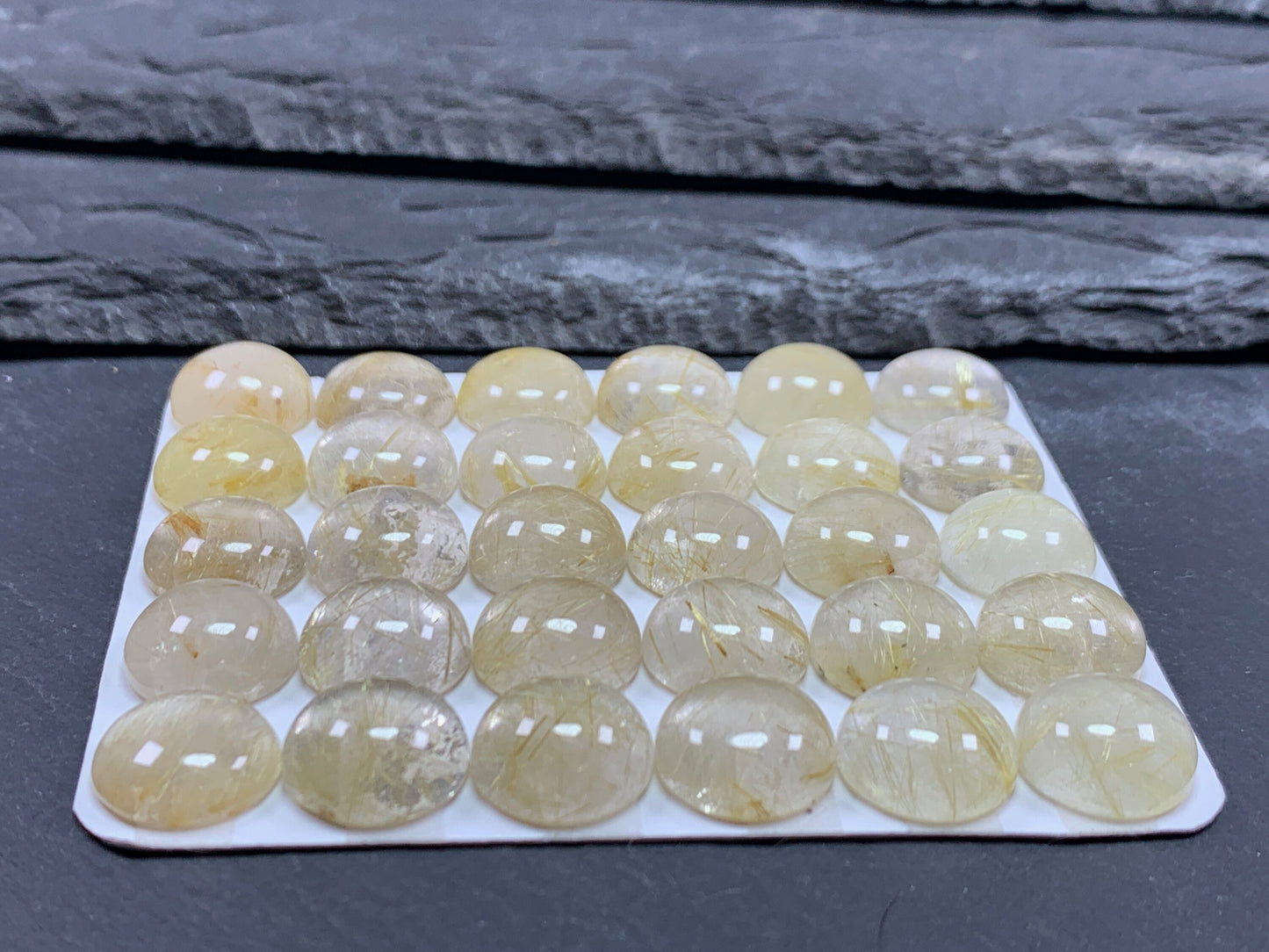 Rutilated quartz round 12mm cabochon - Calibrated cabochons