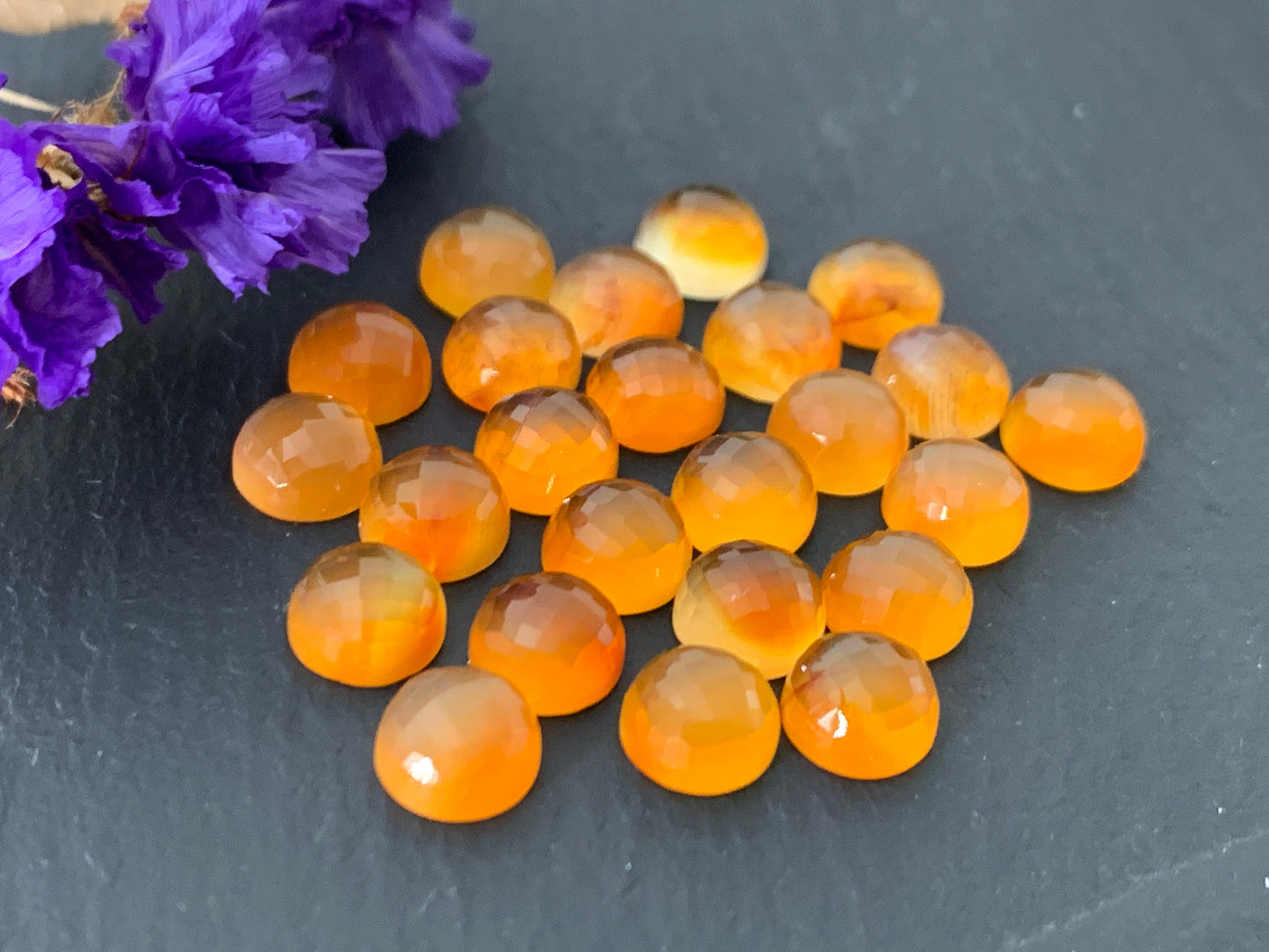 Faceted Carnelian round 6mm Cabochon