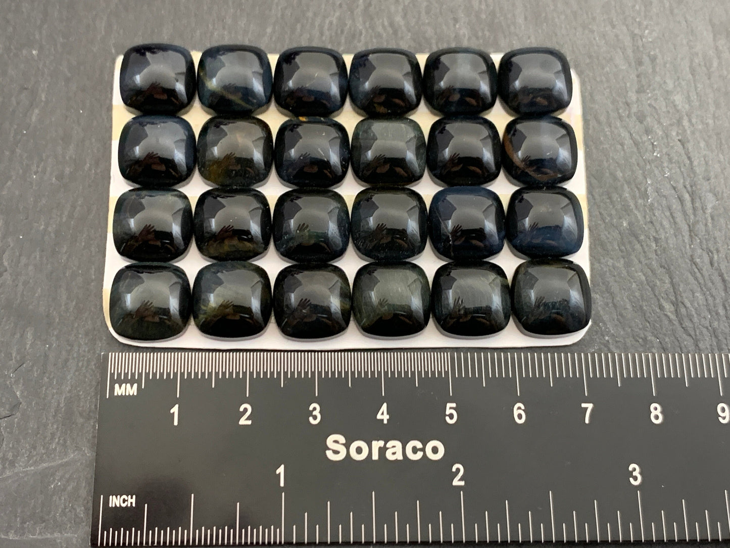 Blue Tiger Eye square 12mm cabochon - Calibrated cabochos