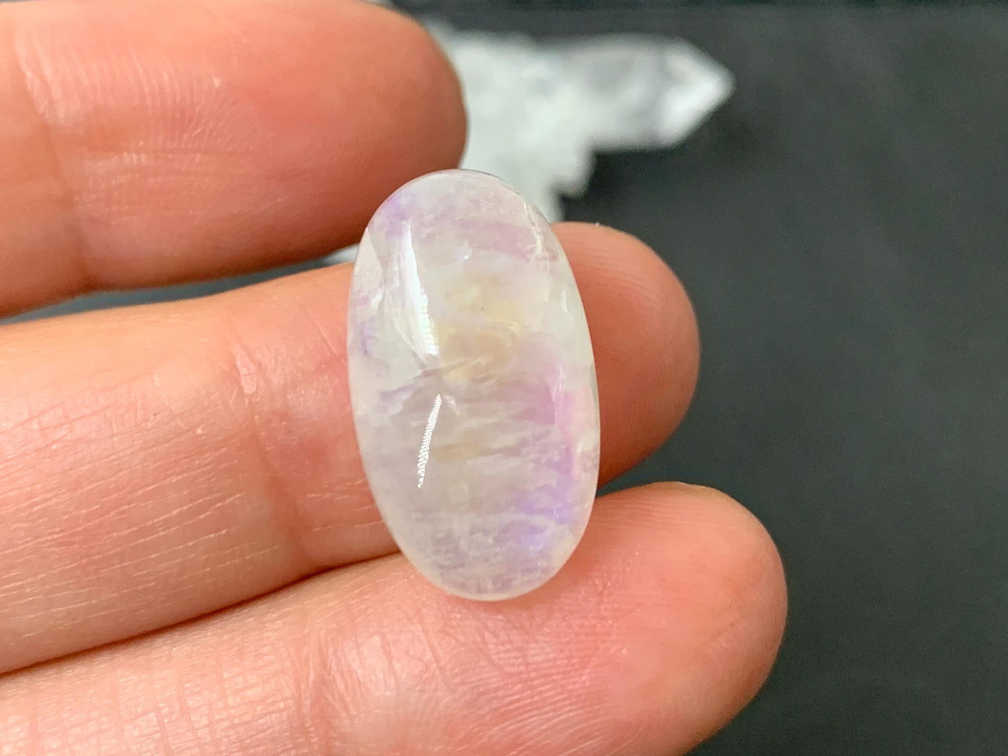 Rainbow Moonstone 20x11x7mm cabochon