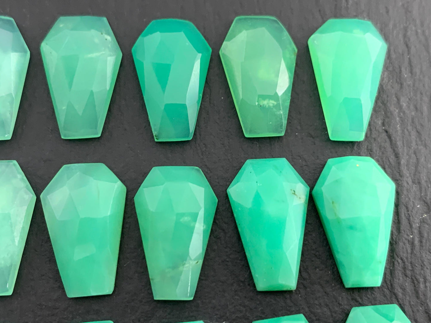 Faceted Chrysoprase Coffin 10x16mm cabochon, Select your cabochon