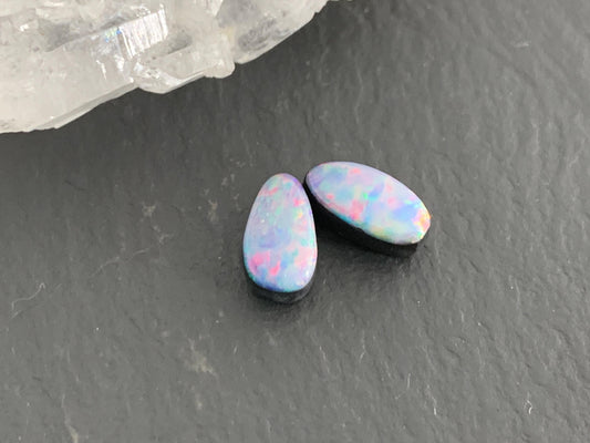 Australian Opal doublet 4x7mm pair of cabochons