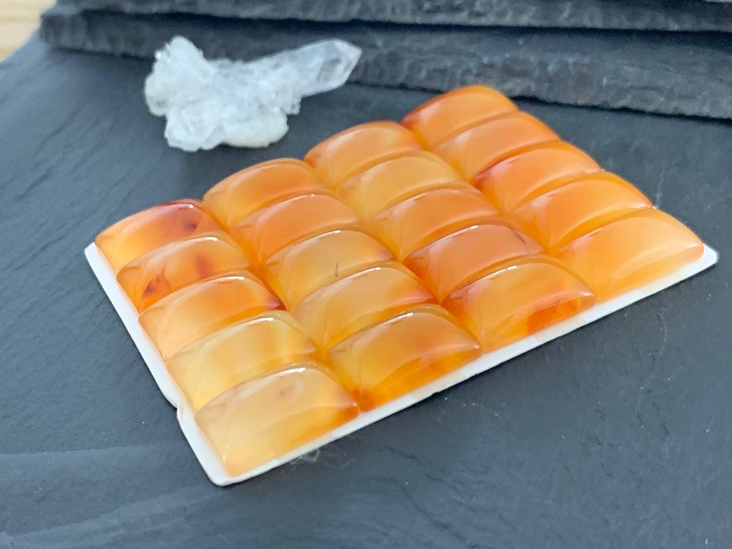 Carnelian rectangle 13x20mm cabochon - Calibrated cabochons