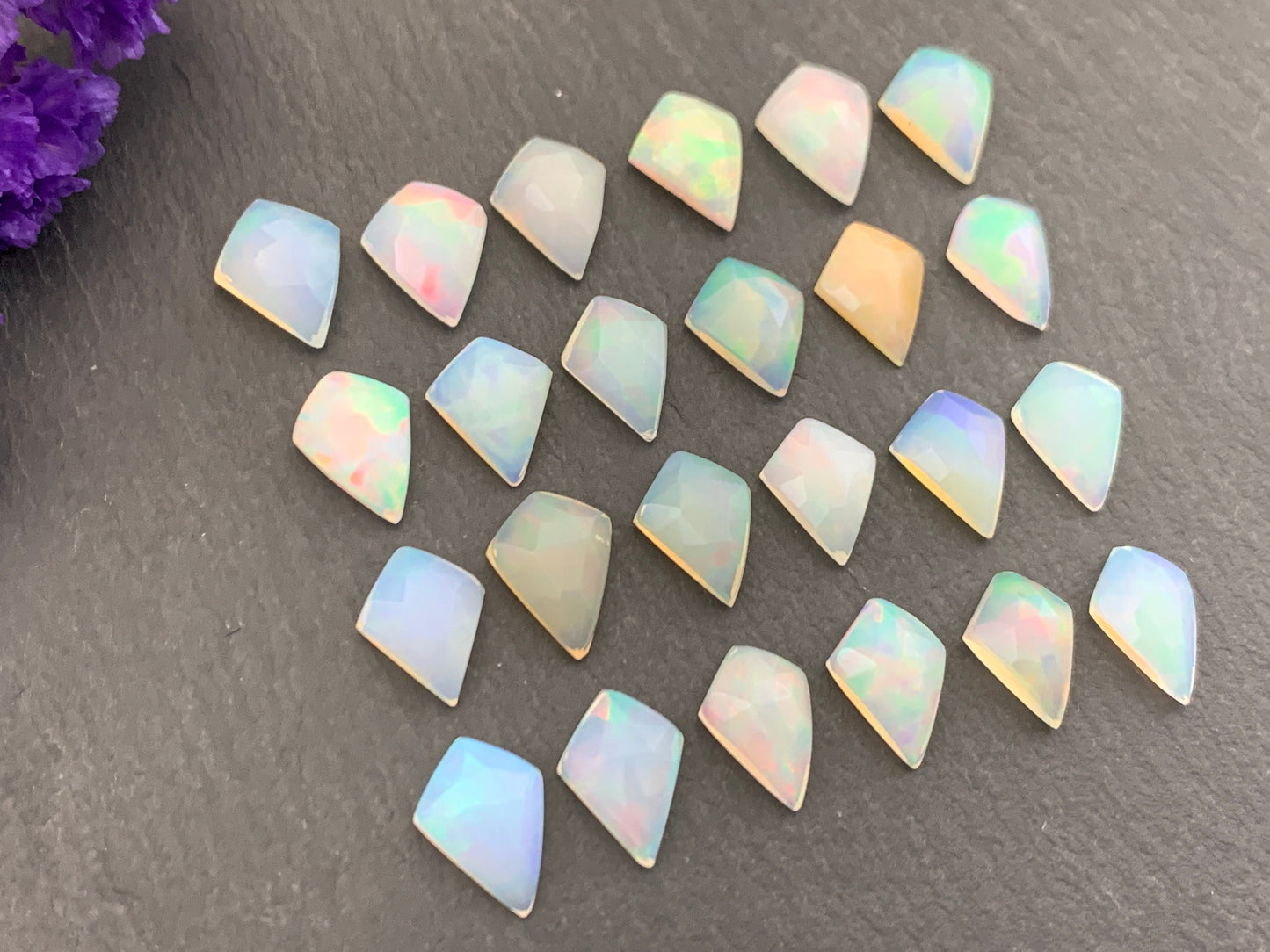 Faceted Opal kite 10mm long cabochon